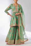 Gopi Vaid Mint floral printed sharara set Online Shopping