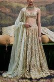 Itrh Mint green organza lehenga set Online Shopping