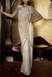 Rohit Gandhi + Rahul Khanna Mist intricate embroidered draped sari set Online Shopping