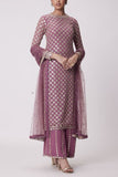 Vvani by Vani Vats Mud mauve mirror embroidered kurta set Online Shopping