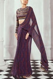 Nikita Mhaisalkar Multicolour artsy printed pre-draped sari Online Shopping