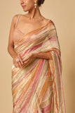 Masumi Mewawalla Multicolour embroidered pre-draped sari set Online Shopping