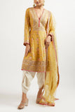 Gopi Vaid Mustard floral printed embroidered kurta set Online Shopping