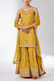 Gopi Vaid Mustard floral printed sharara set Online Shopping