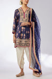 Gopi Vaid Navy floral printed embroidered kurta set Online Shopping