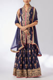 Gopi Vaid Navy floral printed embroidered sharara set Online Shopping