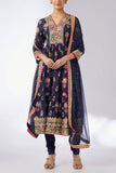 Gopi Vaid Navy floral printed tiered kurta set Online Shopping