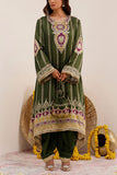 Surkh Syahi Olive green printed kurta set Online Shopping