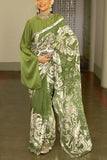 Saksham and Neharicka Olive green silk organza embroidered sari set Online Shopping