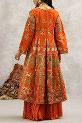 Kapda Dori Orange embroidered jacket banarasi sharara set Online Shopping