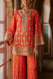 The Royaleum Atelier Orange embroidered kurta sharara set Online Shopping