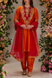 Preeti S Kapoor Orange gota and sequin embellished kurta set Online Shopping