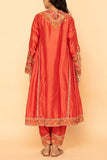 Petticoat Lane Orange paisley embroidered flared kurta set Online Shopping