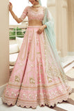 Annu's Creation Pastel pink pearl embroidery lehenga set Online Shopping