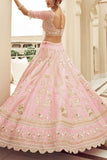 Annu's Creation Pastel pink pearl embroidery lehenga set Online Shopping