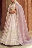 Annu's Creation Pastel pink zardozi embroidery lehenga set Online Shopping