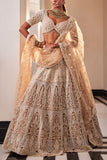 Kalighata Peach architecture embroidered lehenga set Online Shopping