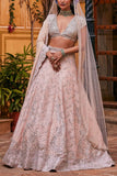 The Royaleum Atelier Peach embroidered lehenga set Online Shopping