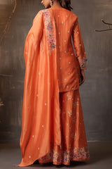 Niti Bothra Peach floral embroidered sharara set Online Shopping