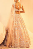 Aneesh Agarwaal Peach zari embroidered lehenga set Online Shopping