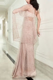 Rohit Gandhi + Rahul Khanna Periwinkle tonal sequin embellished draped sari set Online Shopping