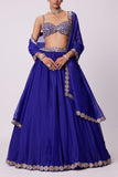 Vvani by Vani Vats Persian blue mirror embroidered lehenga set Online Shopping