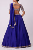 Vvani by Vani Vats Persian blue mirror work lehenga set Online Shopping