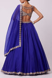 Vvani by Vani Vats Persian blue mirror work organza lehenga set Online Shopping