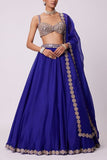 Vvani by Vani Vats Persian blue mirror work organza lehenga set Online Shopping