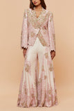 Anamika Khanna Pink floral embroidery jacket and sharara Online Shopping