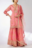 Gopi Vaid Pink floral print embroidered sharara set Online Shopping