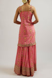 Gopi Vaid Pink floral printed kurta and sharara set Online Shopping