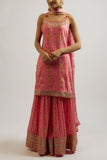 Gopi Vaid Pink floral printed kurta and sharara set Online Shopping