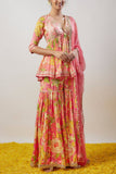 Gopi Vaid Pink floral printed sharara set Online Shopping