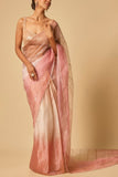 Masumi Mewawalla Pink ombre tissue pre-draped sari set Online Shopping