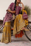 Surkh Syahi Purple and mustard printed kaftan gharara set Online Shopping