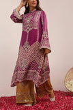 Surkh Syahi Purple and mustard printed kurta set Online Shopping