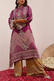 Surkh Syahi Purple and mustard printed kurta set Online Shopping