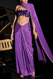 Ohaila Khan Purple embellished pre-draped lehenga sari set Online Shopping