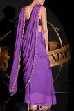 Ohaila Khan Purple embellished pre-draped lehenga sari set Online Shopping