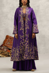 Kapda Dori Purple floral embroidered jacket sharara set Online Shopping