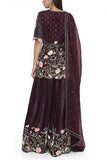 Payal Singhal Purple floral embroidered kurta set Online Shopping