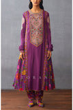 Torani Purple floral print embroidered kurta set Online Shopping