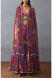 Torani Purple floral printed cape and sharara set Online Shopping