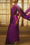 Ekaya Purple handwoven satin sari set Online Shopping