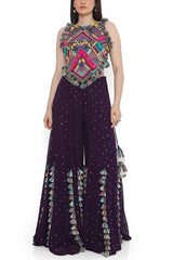 Payal Singhal Purple mukaish georgette sharara set Online Shopping