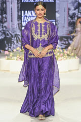 Payal Singhal Purple mukaish tiered sharara set Online Shopping