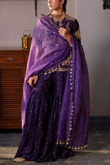 Payal Singhal Purple mukaish tiered sharara set Online Shopping