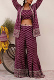 Surkh Syahi Purple printed blazer and sharara set Online Shopping