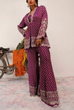 Surkh Syahi Purple printed blazer and sharara set Online Shopping